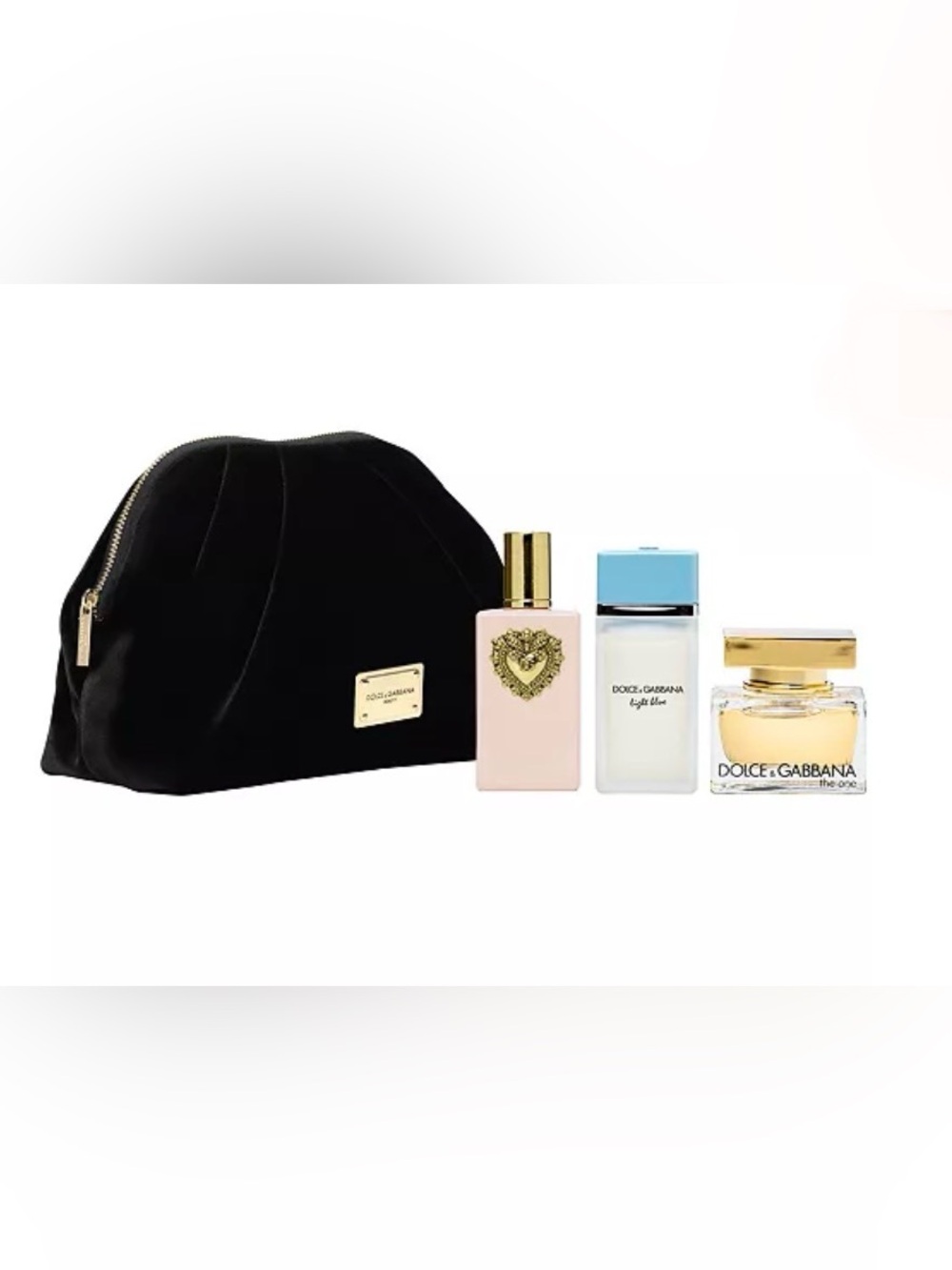 Dolce & Gabbana Black Velvet Key & Card Holder with Gold Plaque